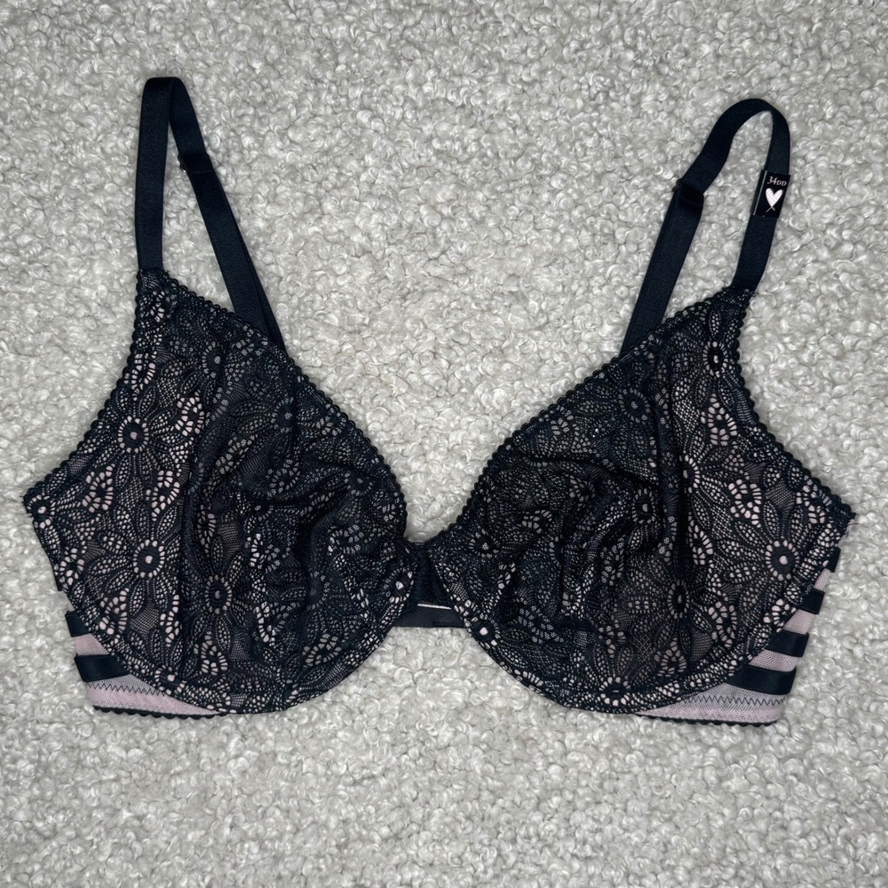 Victoria's Secret Very Sexy Black Lace Unlined Plunge Bra 34DD